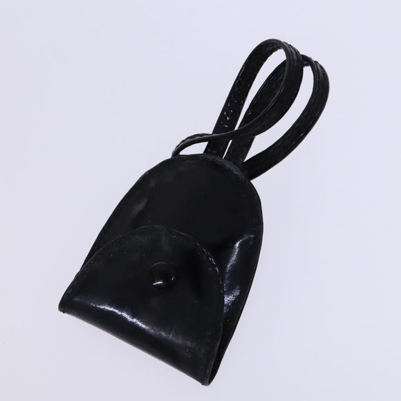 CHANEL Vanity Pouch Patent leather 2way Black Gold CC Auth MY059