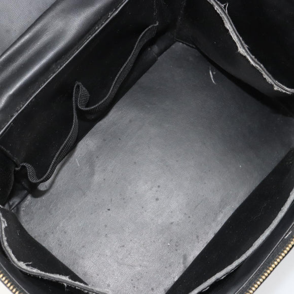 CHANEL Vanity Hand Bag Patent leather 2way Black Gold CC Auth MY059