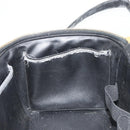 CHANEL Vanity Hand Bag Patent leather 2way Black Gold CC Auth MY059-27