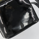 CHANEL Vanity Hand Bag Patent leather 2way Black Gold CC Auth MY059-6