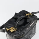 CHANEL Vanity Hand Bag Patent leather 2way Black Gold CC Auth MY059-7