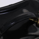CHANEL Vanity Pouch Patent leather 2way Black Gold CC Auth MY059-7