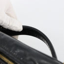 CHANEL Vanity Hand Bag Patent leather 2way Black Gold CC Auth MY059-5