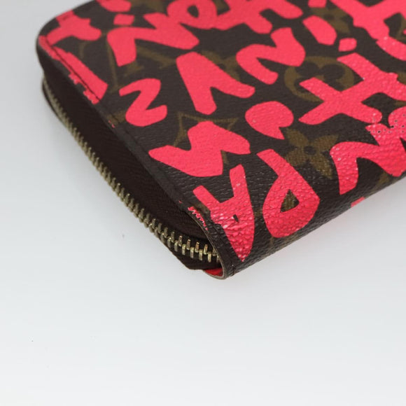 LOUIS VUITTON Monogram Graffiti Zippy Wallet Pink M93710 LV Auth MY064V