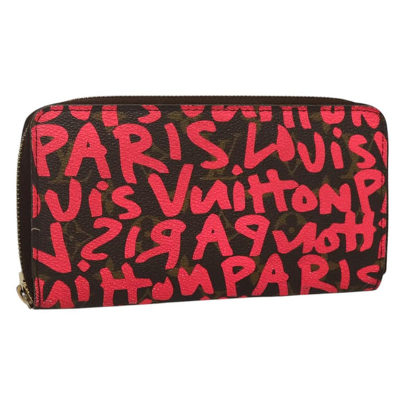 LOUIS VUITTON Monogram Graffiti Zippy Wallet Pink M93710 LV Auth MY064V