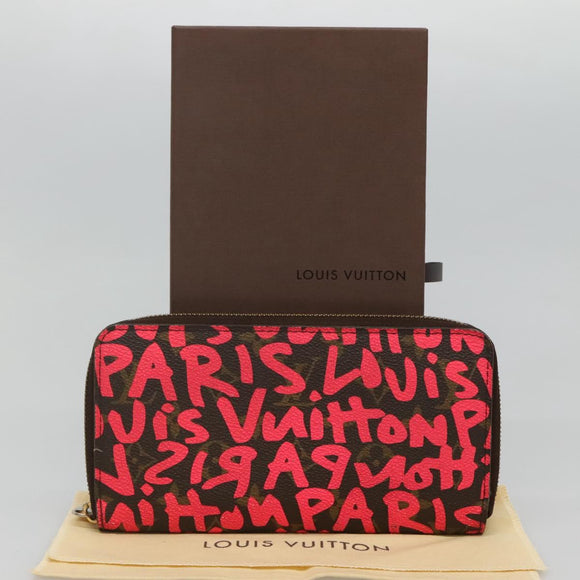 LOUIS VUITTON Monogram Graffiti Zippy Wallet Pink M93710 LV Auth MY064V