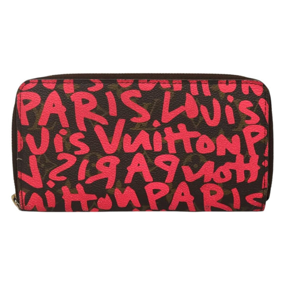 LOUIS VUITTON Monogram Graffiti Zippy Wallet Pink M93710 LV Auth MY064V