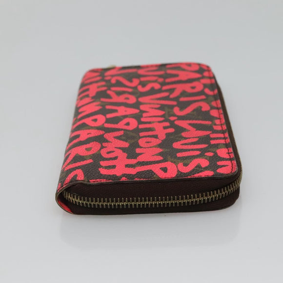 LOUIS VUITTON Monogram Graffiti Zippy Wallet Pink M93710 LV Auth MY064V