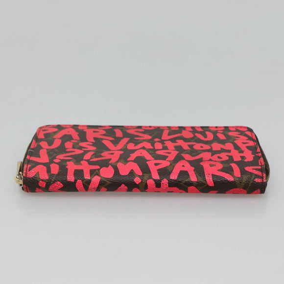 LOUIS VUITTON Monogram Graffiti Zippy Wallet Pink M93710 LV Auth MY064V