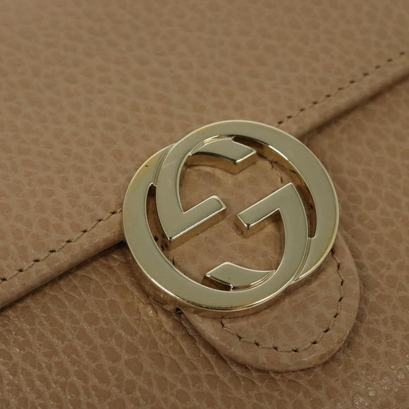 GUCCI Wallet Leather Outlet Beige Gold 615525 Auth MY069V