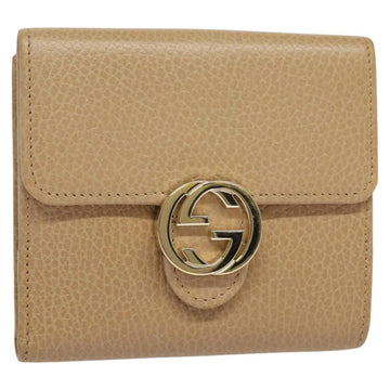 GUCCI Wallet Leather Outlet Beige Gold 615525 Auth MY069V
