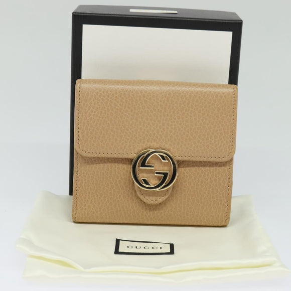 GUCCI Wallet Leather Outlet Beige Gold 615525 Auth MY069V