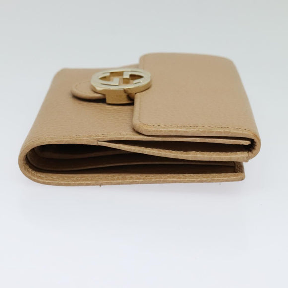 GUCCI Wallet Leather Outlet Beige Gold 615525 Auth MY069V