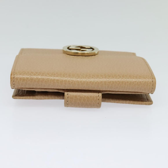 GUCCI Wallet Leather Outlet Beige Gold 615525 Auth MY069V