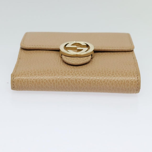 GUCCI Wallet Leather Outlet Beige Gold 615525 Auth MY069V