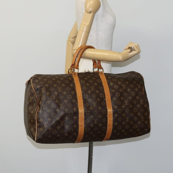 LOUIS VUITTON Monogram Keepall 55 Boston Bag M41424 LV Auth MY084