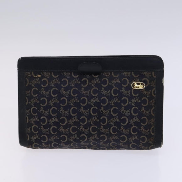 CELINE Macadam Canvas C Sulky Shoulder Bag 3Set Beige Navy Auth MY087