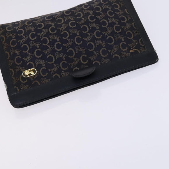 CELINE Macadam Canvas C Sulky Shoulder Bag 3Set Beige Navy Auth MY087