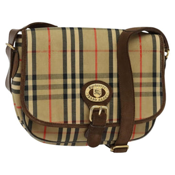 Burberrys Nova Check Shoulder Bag Canvas Beige Brown Auth MY105