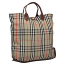 Burberrys Nova Check Hand Bag Canvas Beige Auth MY106-1