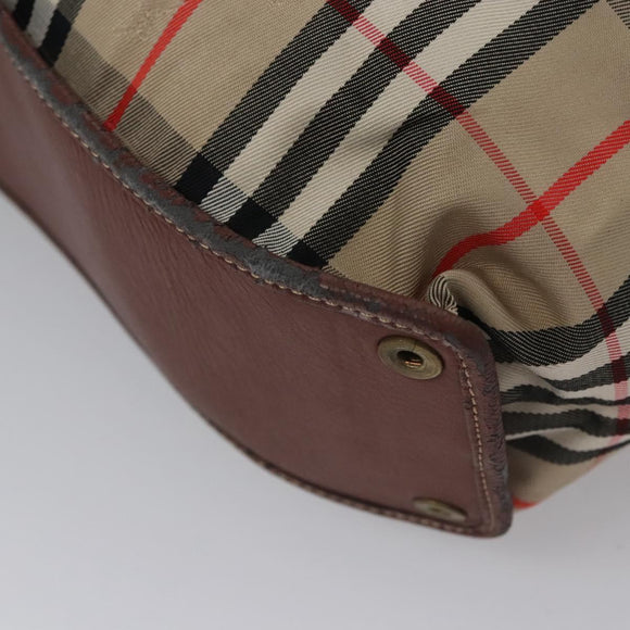 Burberrys Nova Check Hand Bag Canvas Beige Auth MY106