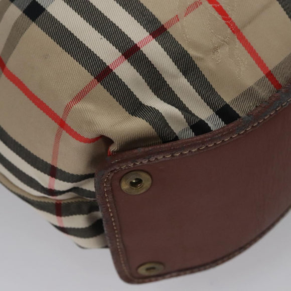 Burberrys Nova Check Hand Bag Canvas Beige Auth MY106