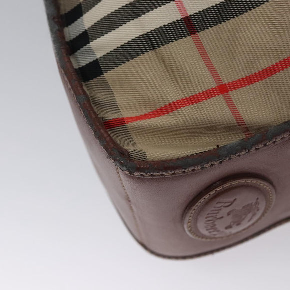 Burberrys Nova Check Hand Bag Canvas Beige Auth MY106