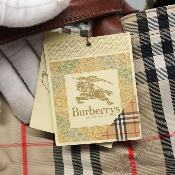 Burberrys Nova Check Hand Bag Canvas Beige Auth MY106