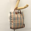 Burberrys Nova Check Hand Bag Canvas Beige Auth MY106-19