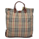 Burberrys Nova Check Hand Bag Canvas Beige Auth MY106-2