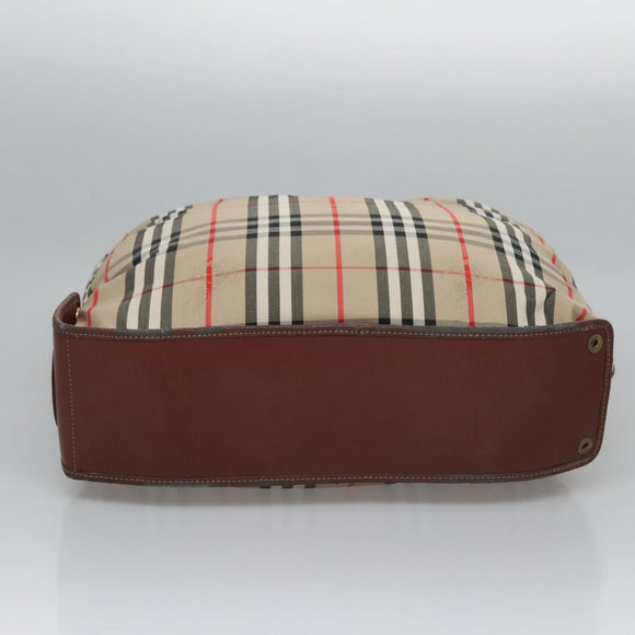 Burberrys Nova Check Hand Bag Canvas Beige Auth MY106