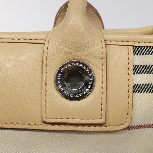 BURBERRY Nova Check Tote Bag Canvas Beige Auth MY107