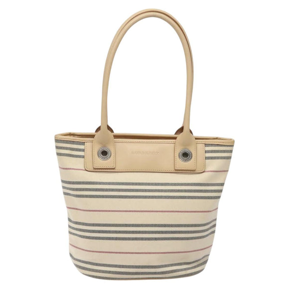 BURBERRY Nova Check Tote Bag Canvas Beige Auth MY107