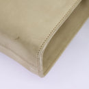 Salvatore Ferragamo Gancini Chain Shoulder Bag Suede Beige Gold Auth MY113-17