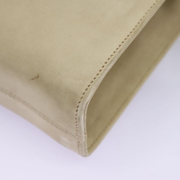 Salvatore Ferragamo Gancini Chain Shoulder Bag Suede Beige Gold Auth MY113