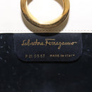 Salvatore Ferragamo Gancini Chain Shoulder Bag Suede Beige Gold Auth MY113-12