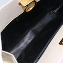 Salvatore Ferragamo Gancini Chain Shoulder Bag Suede Beige Gold Auth MY113-11