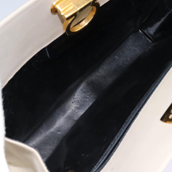 Salvatore Ferragamo Gancini Chain Shoulder Bag Suede Beige Gold Auth MY113