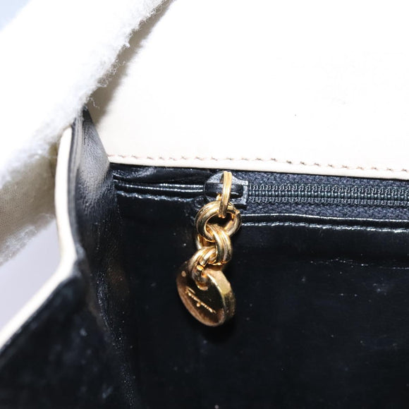 Salvatore Ferragamo Gancini Chain Shoulder Bag Suede Beige Gold Auth MY113