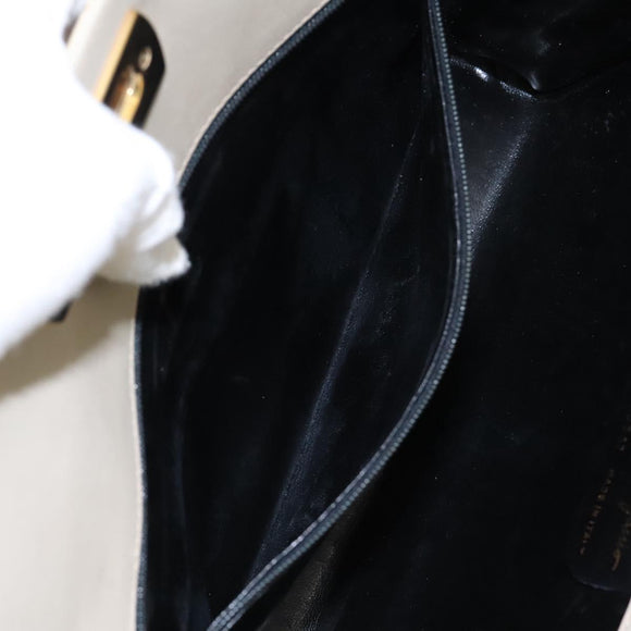 Salvatore Ferragamo Gancini Chain Shoulder Bag Suede Beige Gold Auth MY113