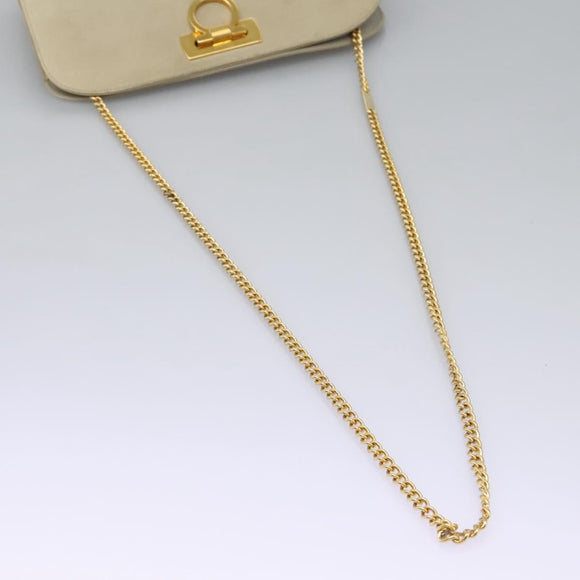 Salvatore Ferragamo Gancini Chain Shoulder Bag Suede Beige Gold Auth MY113