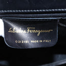 Salvatore Ferragamo Gancini Hand Bag Leather 2way Black Gold Auth MY114-12