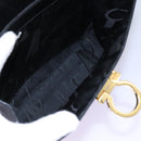 Salvatore Ferragamo Gancini Hand Bag Leather 2way Black Gold Auth MY114-25