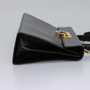 Salvatore Ferragamo Gancini Hand Bag Leather 2way Black Gold Auth MY114-4