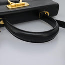 Salvatore Ferragamo Gancini Hand Bag Leather 2way Black Gold Auth MY114-7