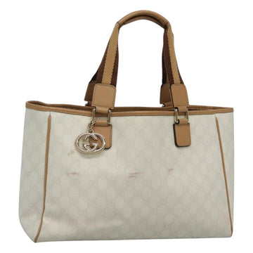 GUCCI GG Supreme Tote Bag PVC Outlet White Gold 264216 Auth MY141