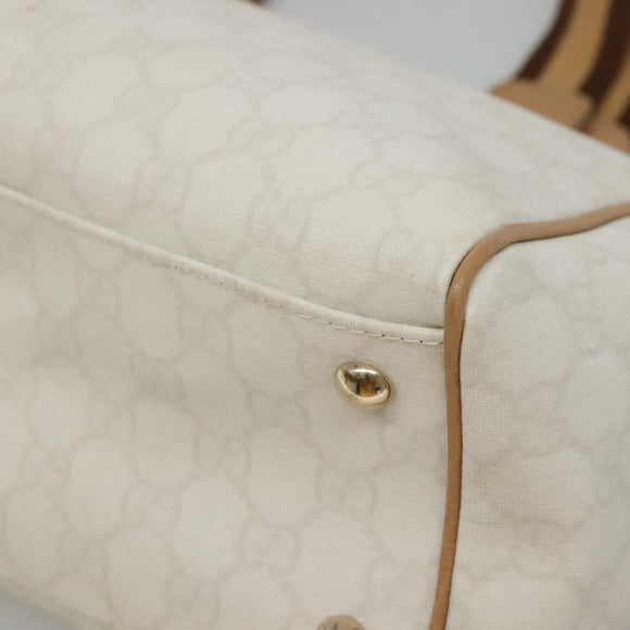GUCCI GG Supreme Tote Bag PVC Outlet White Gold 264216 Auth MY141