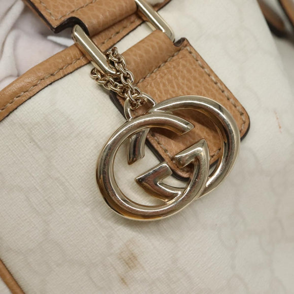 GUCCI GG Supreme Tote Bag PVC Outlet White Gold 264216 Auth MY141