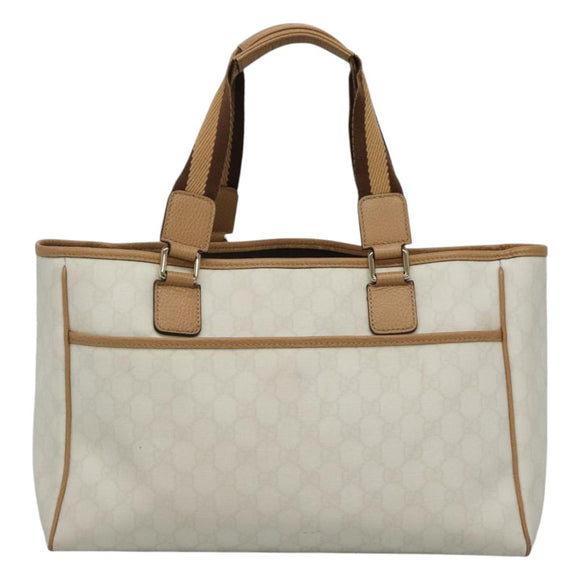 GUCCI GG Supreme Tote Bag PVC Outlet White Gold 264216 Auth MY141