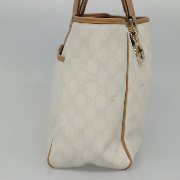 GUCCI GG Supreme Tote Bag PVC Outlet White Gold 264216 Auth MY141